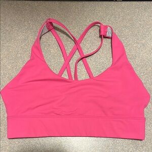 Pink Strappy Sports Bra with Criss-Cross Back